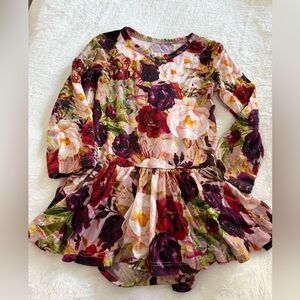 Posh Peanut Gracie Floral Twirl Skirted Bodysuit Bamboo 12-18 mths